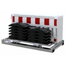 SET #with 10 panel fences#and 11 base plates#on storage and transport traverse