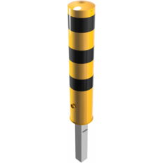 Steel tube bollard Ø 193 x 3,6 mm#removable, with triangular locking mechanism#yellow / black