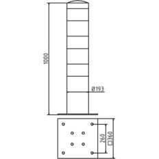 Steel tube bollards Ø 193 x 3,6 mm#to be fixed by plugs#yellow / black