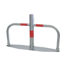 Car-park barrier#foldable, with Euro#profile lock cylinder#hot-dip galv. / red refl. stripes