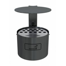 Round ashtray with cover for fixing on walls or posts