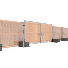 Robust wooden mobile fence gate#with strong steel frame construction