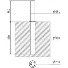 fully retractable#Stainless steel post #Ø 154 mm