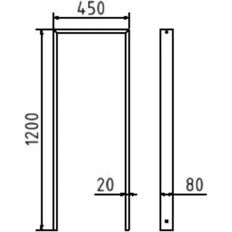 Lean-on hoop made of steel tube#Square tube, 80 x 20 mm