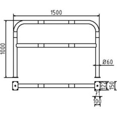 Hoop of steel tube#Ø 60 x 2,5 mm#with cross bar#to be fixed by plugs
