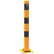 Barrier post#steel tube Ø 89 x 2,9 mm#sides tiltable#yellow / black