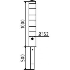 Steel tube bollard Ø 152 x 3,2 mm#removable, with triangular locking mechanism#yellow / black