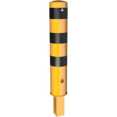 Steel tube bollard Ø 193 x 3,6 mm#removable, with triangular locking mechanism#yellow / black