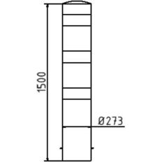 Steel tube bollard Ø 273 x 5 mm#stationary, for casting in concrete#yellow / black