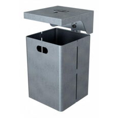 Square litter bin with cover, with ashtray
