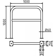 Hoop of steel tube#Ø 60 x 2,5 mm#with cross bar#to be fixed by plugs