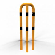 Anti-nudge hoop 90°#equal-sided#steel tube Ø 76 mm#yellow / black