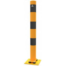 Barrier post#steel tube Ø 89 x 2,9 mm#sides tiltable#yellow / black