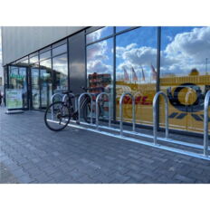 Bicycle rack - row arrangement#lean-on hoop made of steel tube 60 x 60 mm