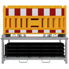 SET #with 20 panel fence #and 21 base plates#on storage and transport traverse