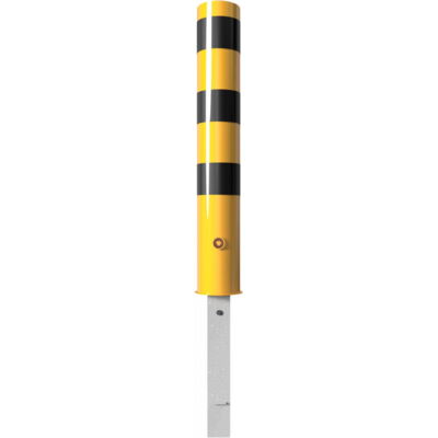 Steel tube bollard Ø 152 x 3,2 mm#removable, with triangular locking mechanism#yellow / black