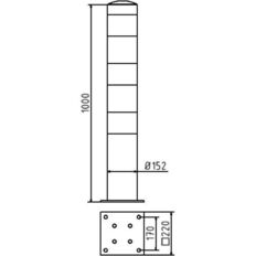 Steel tube bollards Ø 152 x 3,2 mm#to be fixed by plugs#yellow / black