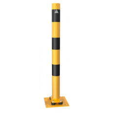 Barrier post#steel tube Ø 89 x 2,9 mm#sides tiltable#yellow / black