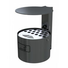 Round ashtray with cover for fixing on walls or posts