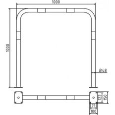 Hoop of steel tube#Ø 48 x 2,5 mm#without cross bar#to be fixed by plugs