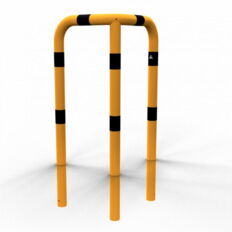 Anti-nudge hoop 90°#equal-sided#steel tube Ø 76 mm#yellow / black