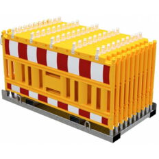 SET#with 20 panel fence#on storage and transport crossbar