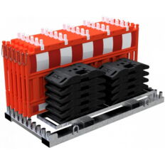 SET #with 10 panel fences#and 11 base plates#on storage and transport traverse