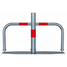 Car-park barrier#foldable, with Euro#profile lock cylinder#hot-dip galv. / red refl. stripes