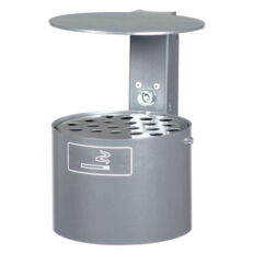 Round ashtray with cover for fixing on walls or posts