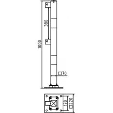 Fixed post#flexible, tiltable#with top and knee bars
