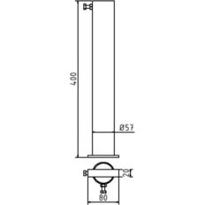 Ground socket with two#bolt holes for#Ø 48, Ø 60, Ø 76 mm#tube posts