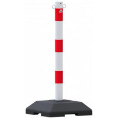 Chain post, handy design#Ø 60 mm steel post#hot-dip galvonized#coated white / red