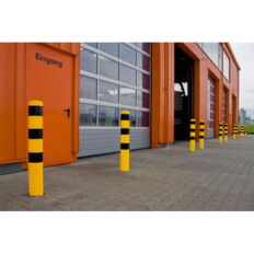 Steel tube bollards Ø 193 x 3,6 mm#stationary, for casting in concrete#yellow / black