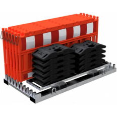SET #with 10 panel fences#and 11 base plates#on storage and transport traverse