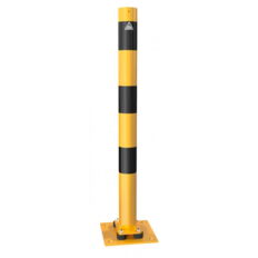 Barrier post#steel tube Ø 89 x 2,9 mm#sides tiltable#yellow / black