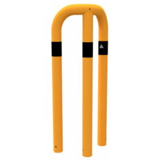 Anti-nudge hoop 90°#equal-sided#steel tube Ø 76 mm#yellow / black