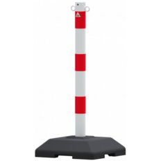 Chain post, handy design#Ø 60 mm steel post#hot-dip galvonized#coated white / red