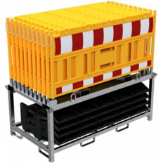 SET #with 20 panel fence #and 21 base plates#on storage and transport traverse
