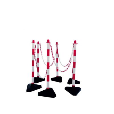 Set of chain posts#6 posts, white / red#10 m plastic chain#10 connectives