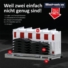 SET #with 10 panel fences#and 11 base plates#on storage and transport traverse