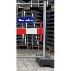 Holders for barricade panels on panel fences for building sites