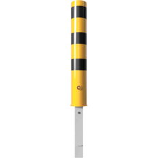 Steel tube bollard Ø 152 x 3,2 mm#removable, with triangular locking mechanism#yellow / black