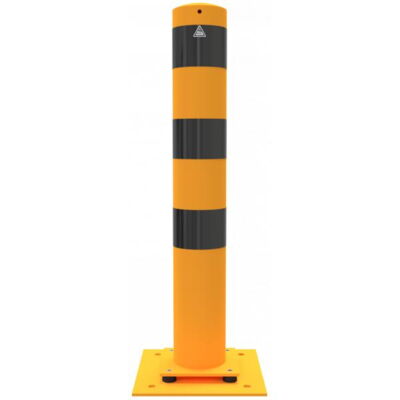 Elastic steel tube bollard Ø 152 x 3.2 mm#to be fixed by plugs#yellow / black