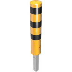 Steel tube bollard Ø 193 x 3,6 mm#removable, with triangular locking mechanism#yellow / black