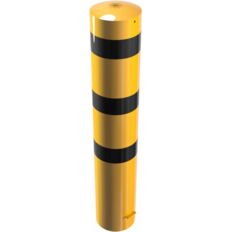 Steel tube bollard Ø 273 x 5 mm#stationary, for casting in concrete#yellow / black