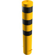 Steel tube bollards Ø 193 x 3,6 mm#stationary, for casting in concrete#yellow / black