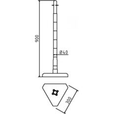 Plastic chain post#Ø 40 mm, white / red#triangular foot