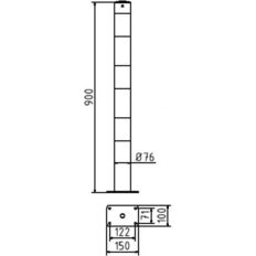 Barrier post#steel tube Ø 76 x 2,6 mm#yellow / black