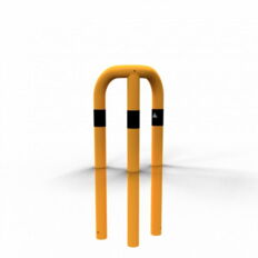 Anti-nudge hoop 90°#equal-sided#steel tube Ø 76 mm#yellow / black