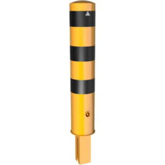 Steel tube bollard Ø 193 x 3,6 mm#removable, with triangular locking mechanism#yellow / black